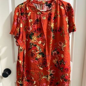 Torrid Vibrant Floral Orange Blouse